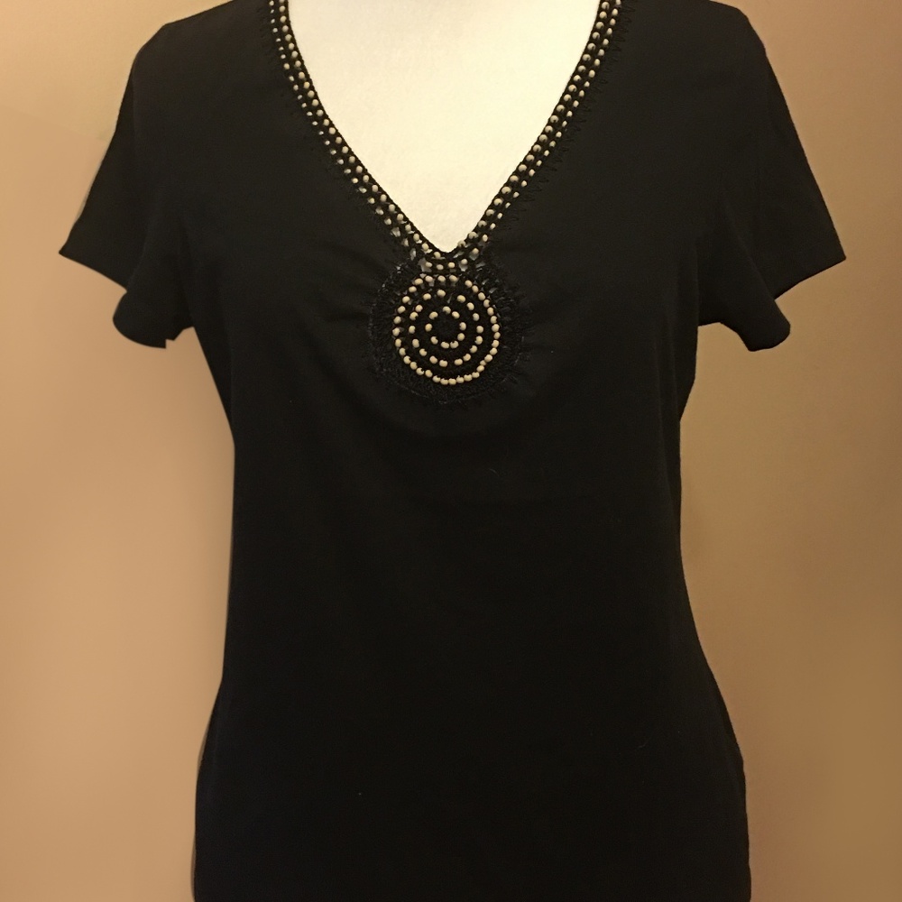 Liz Claiborne Medium Short Sleeve Beaded Blouse